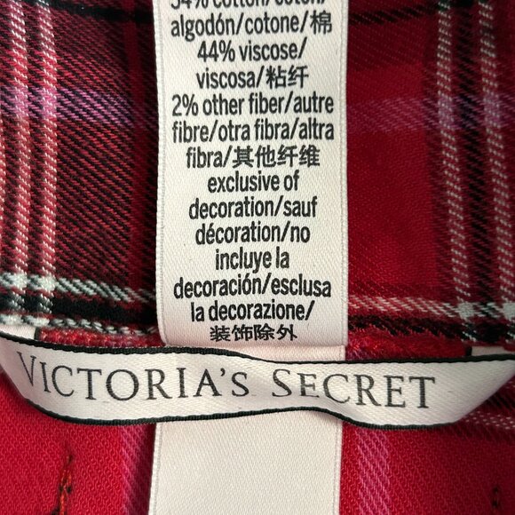 Victoria's Secret  Flannel Romper Cotton Pyjama - Pink & Red - Medium - Picture 6 of 6